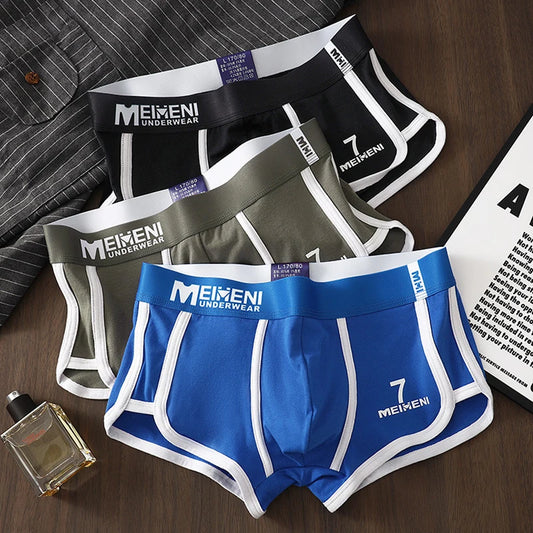 Classic 3-Piece Cotton Boxer Briefs Set for Men - Soft, Breathable, and Absorbent Underwear