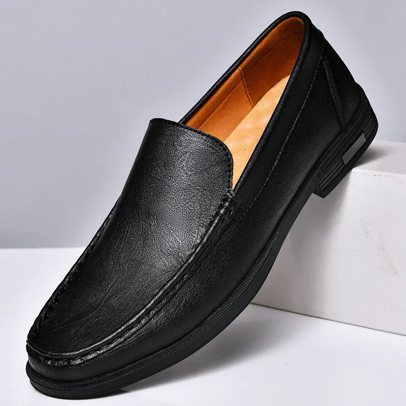 Premium Genuine Leather Men’s Slip-On Loafers - Comfortable & Stylish Men's Leather Dress Shoes