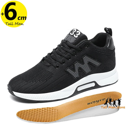 Men's Elevator Sneakers with 6cm Height-Increasing Insole