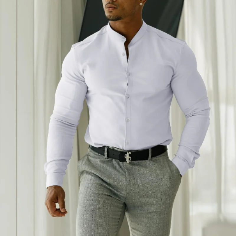Men's Muscle Shirt with Stand Neck