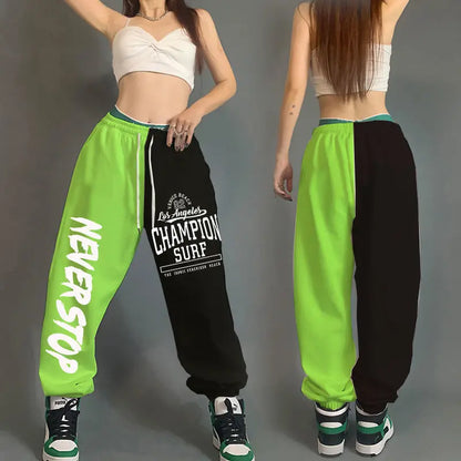 High Waist Women's Cotton Sweatpants with Letter Print