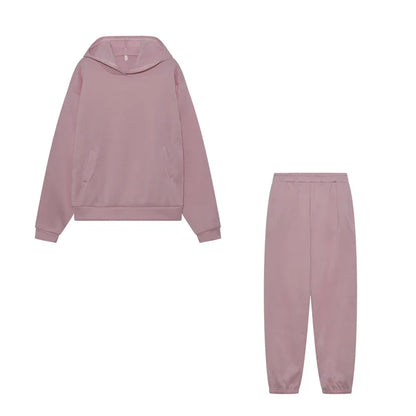 Women's Thickened Long-Sleeve Hoodie and Drawstring Pants Set