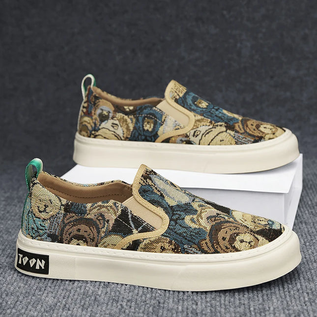 Men's Casual Slip-On Canvas Sneakers - Comfortable Flat Shoes for Everyday Wear