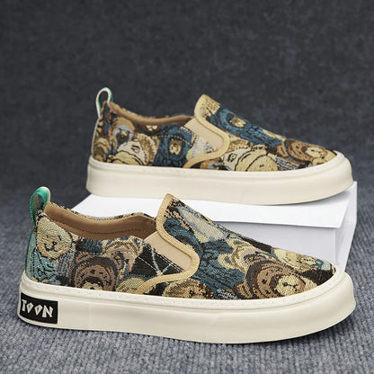 Men's Casual Slip-On Canvas Sneakers - Comfortable Flat Shoes for Everyday Wear