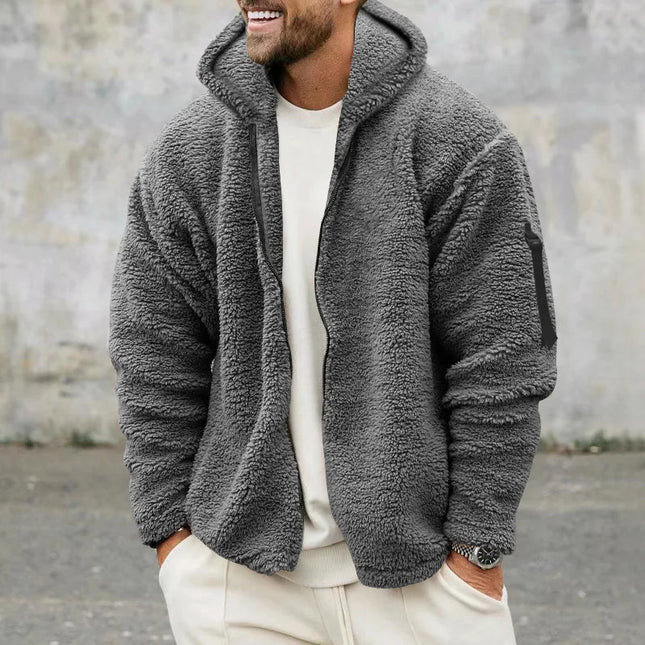 Men's Fleece Warm Hoodie Jacket - Loose Fit