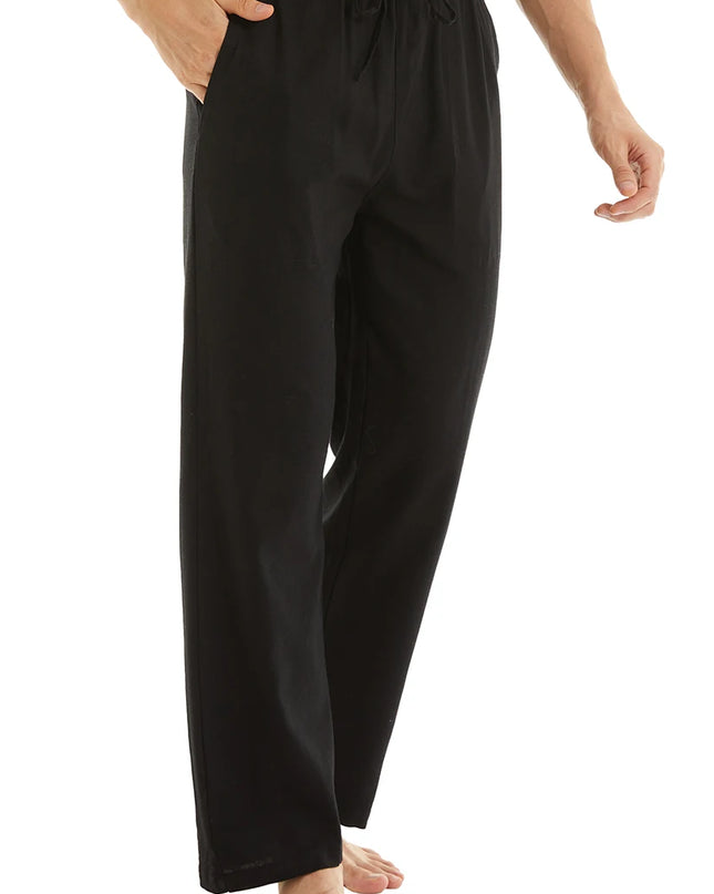 Men's Casual Linen Cotton  Pants Breathable Loos Elastic Waist