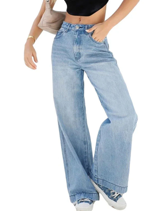 Women's High-Waisted Wide Leg Denim Jeans - Relaxed Fit