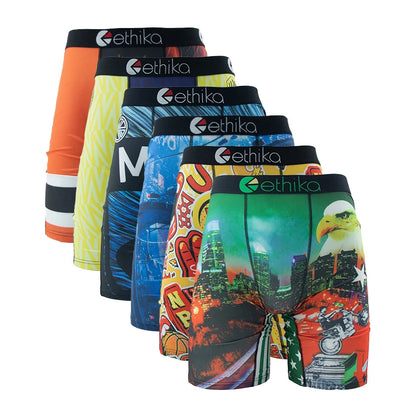 ETHIKA 6-Pack Men’s Breathable Boxer Briefs - Comfortable, Durable Underwear Trunks for Men