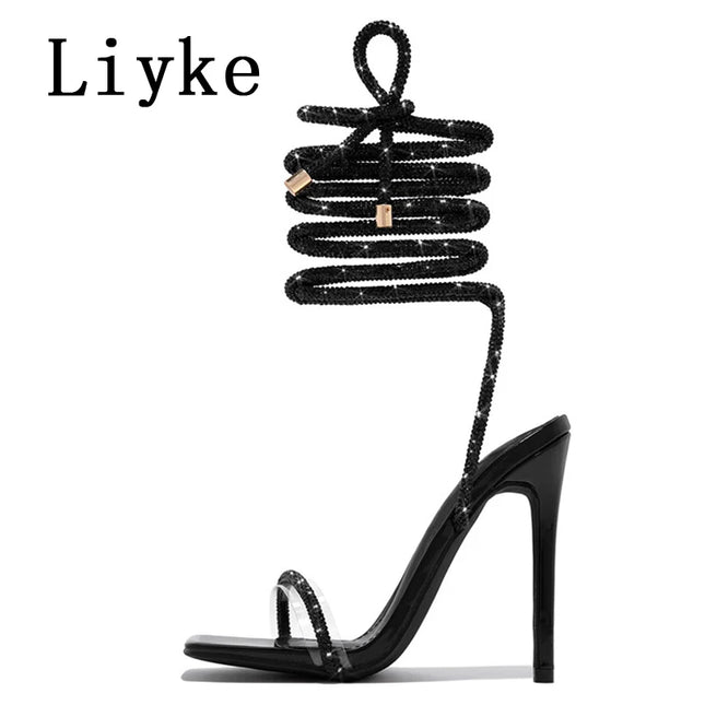 Women's Gold Padlock High Heels - Thin Strap Stiletto Footwear