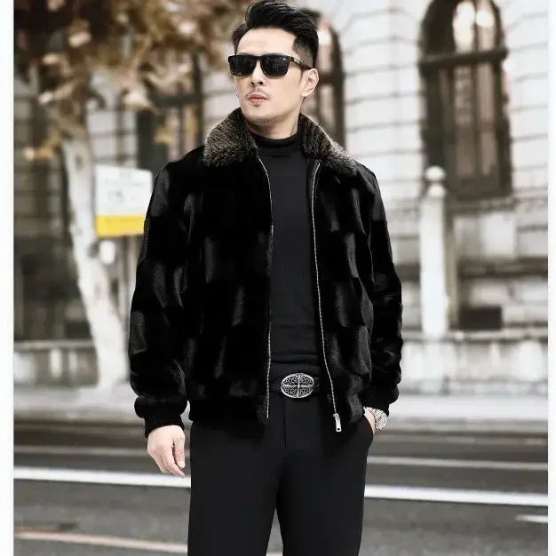 Men's Faux Fur Collar Jacket