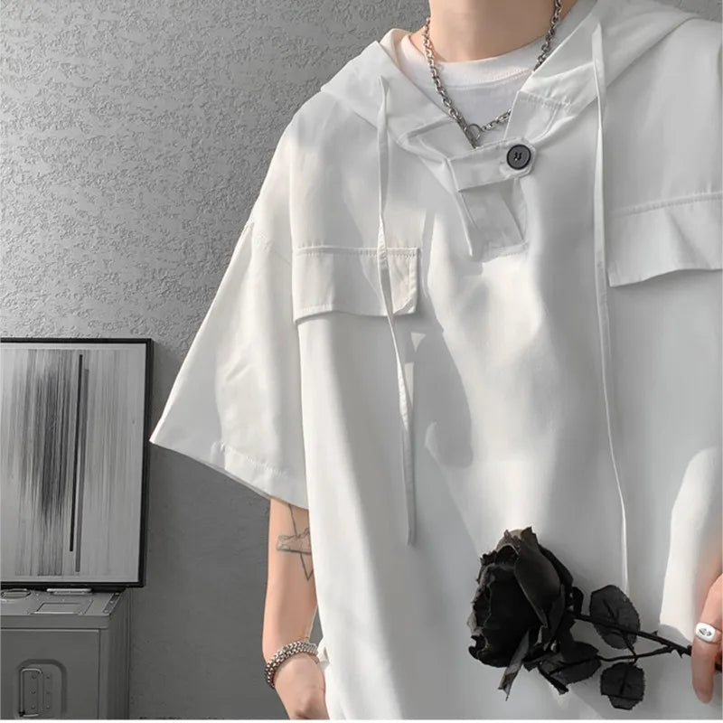 Hooded Men's Loose Fit Shirt