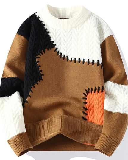 Men's Loose Fit Faux Mink Round Neck Sweater
