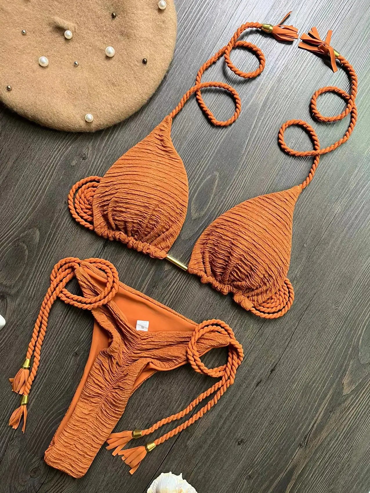 Braided Rope Strap Bikini Set - Women's Brazilian Swimwear