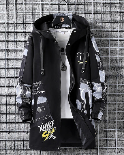 Men's Graffiti Hooded Zip-Up Jacket