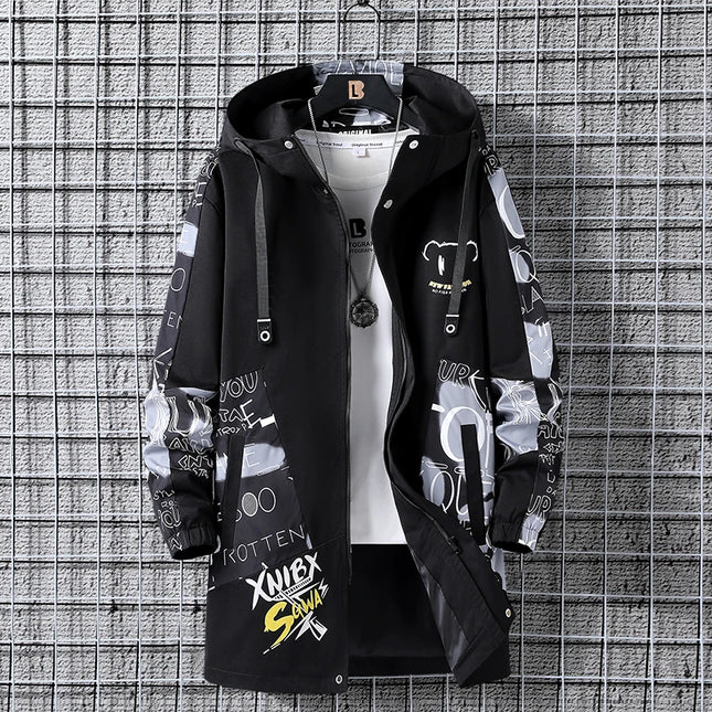 Men's Graffiti Hooded Zip-Up Jacket
