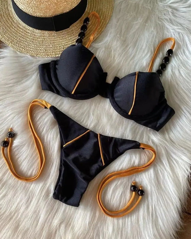 Push-Up Bikini Set: Women's Low-Waist Two-Piece Swimwear