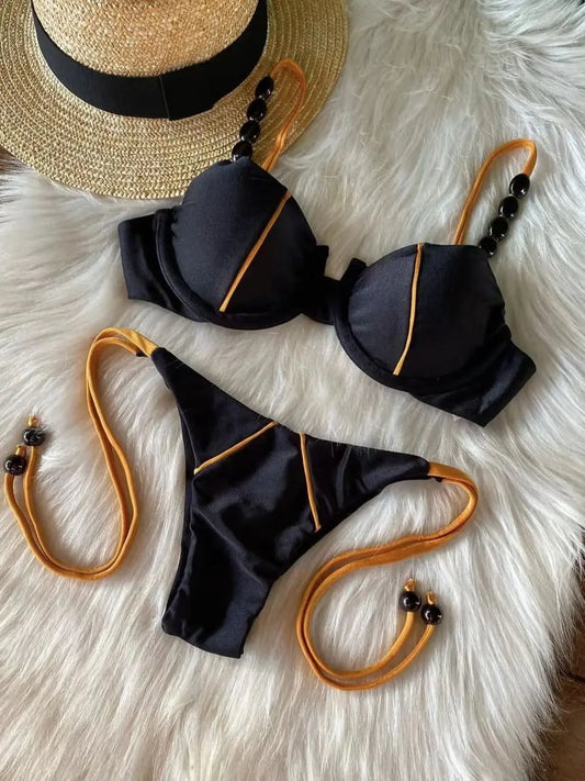 Push-Up Bikini Set: Women's Low-Waist Two-Piece Swimwear