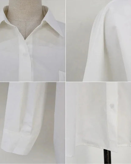 Womens Casual Loose Blouses with Turn-down Collar