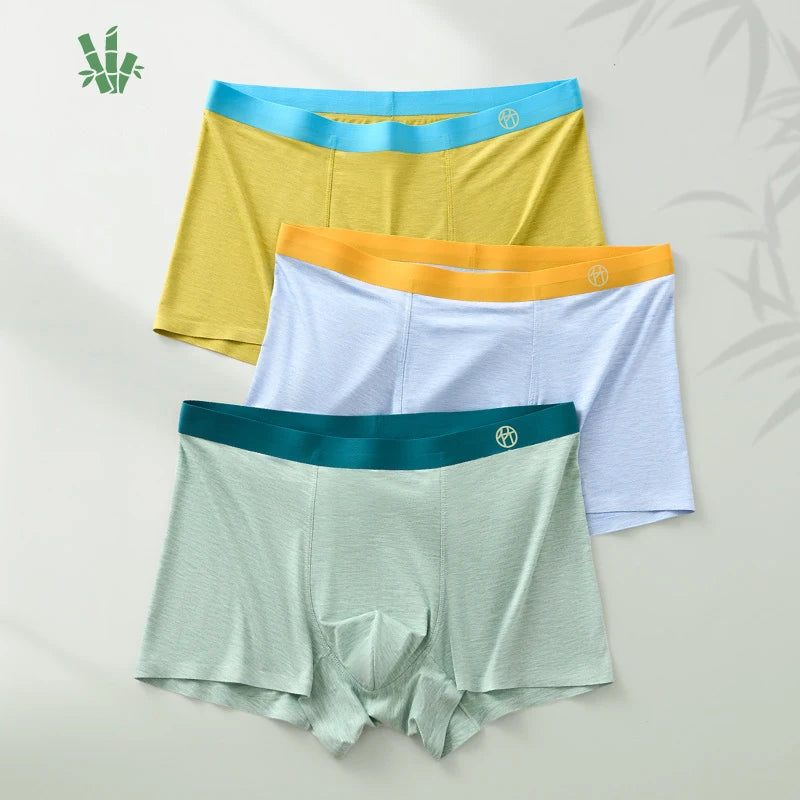 3-Pack Bamboo Fiber Men's Breathable Boxer Briefs – Comfortable, Eco-Friendly Men’s Underwear Set