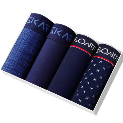 Men's Cotton Boxer Shorts - 4-Pack Comfortable Underwear for All-Day Wear