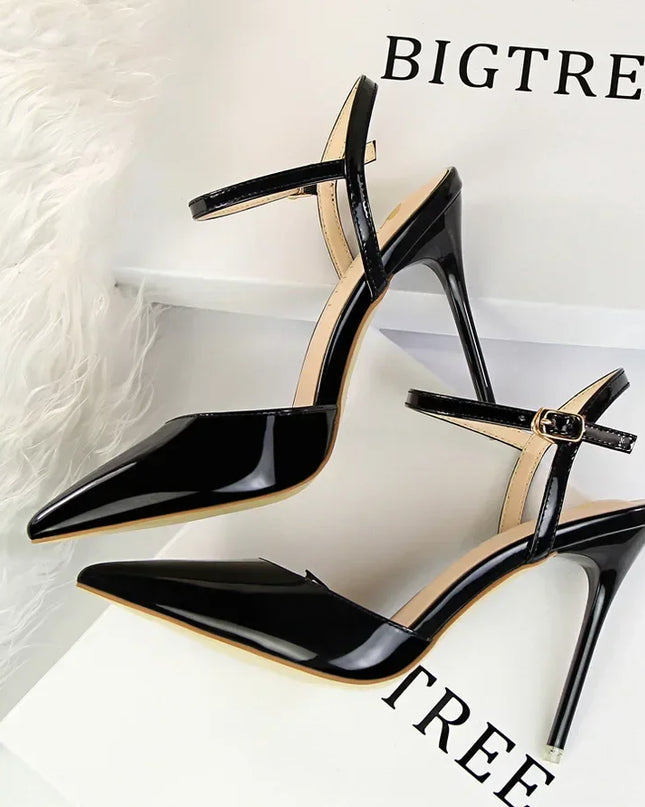 BIGTREE Women's Pointed Toe Buckle Strap Stiletto Heels