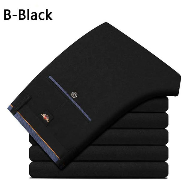 Men's Stretch Straight-Leg Trousers - Slim Fit Style