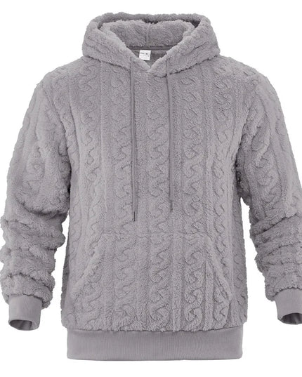 Men's Vintage Jacquard Textured Fleece Hoodie Sweater