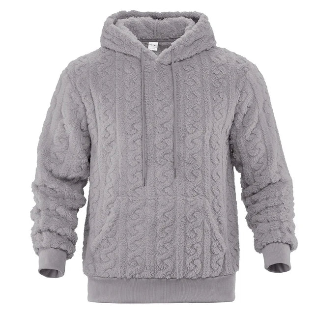 Men's Vintage Jacquard Textured Fleece Hoodie Sweater