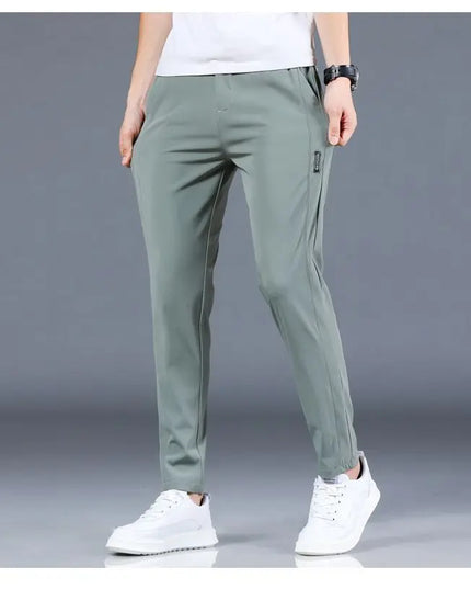Men’s Lightweight Ice-Silk Straight-Leg Trousers