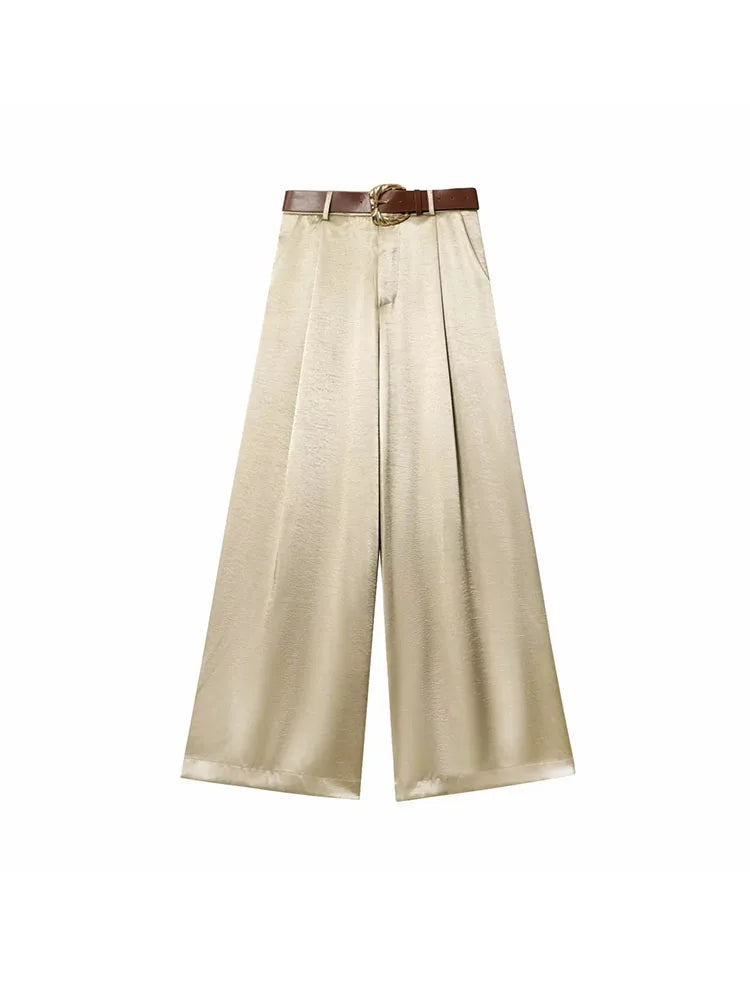 TRAF Women’s Baggy Belt Pants - Wide-Leg Casual Trousers for Women