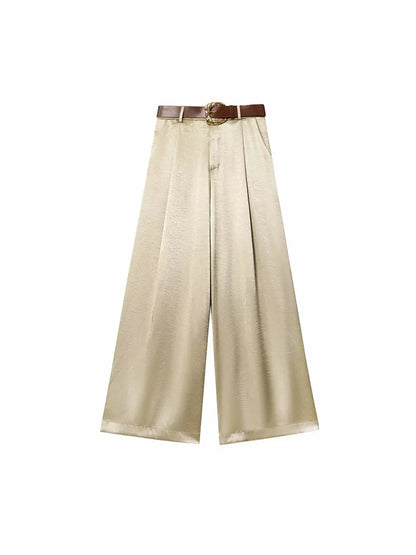 TRAF Women’s Baggy Belt Pants - Wide-Leg Casual Trousers for Women