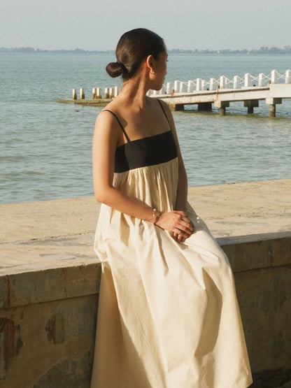 Women's High Waist Loose Sling Dress – Elegant Backless Square Collar Sleeveless Long Dress