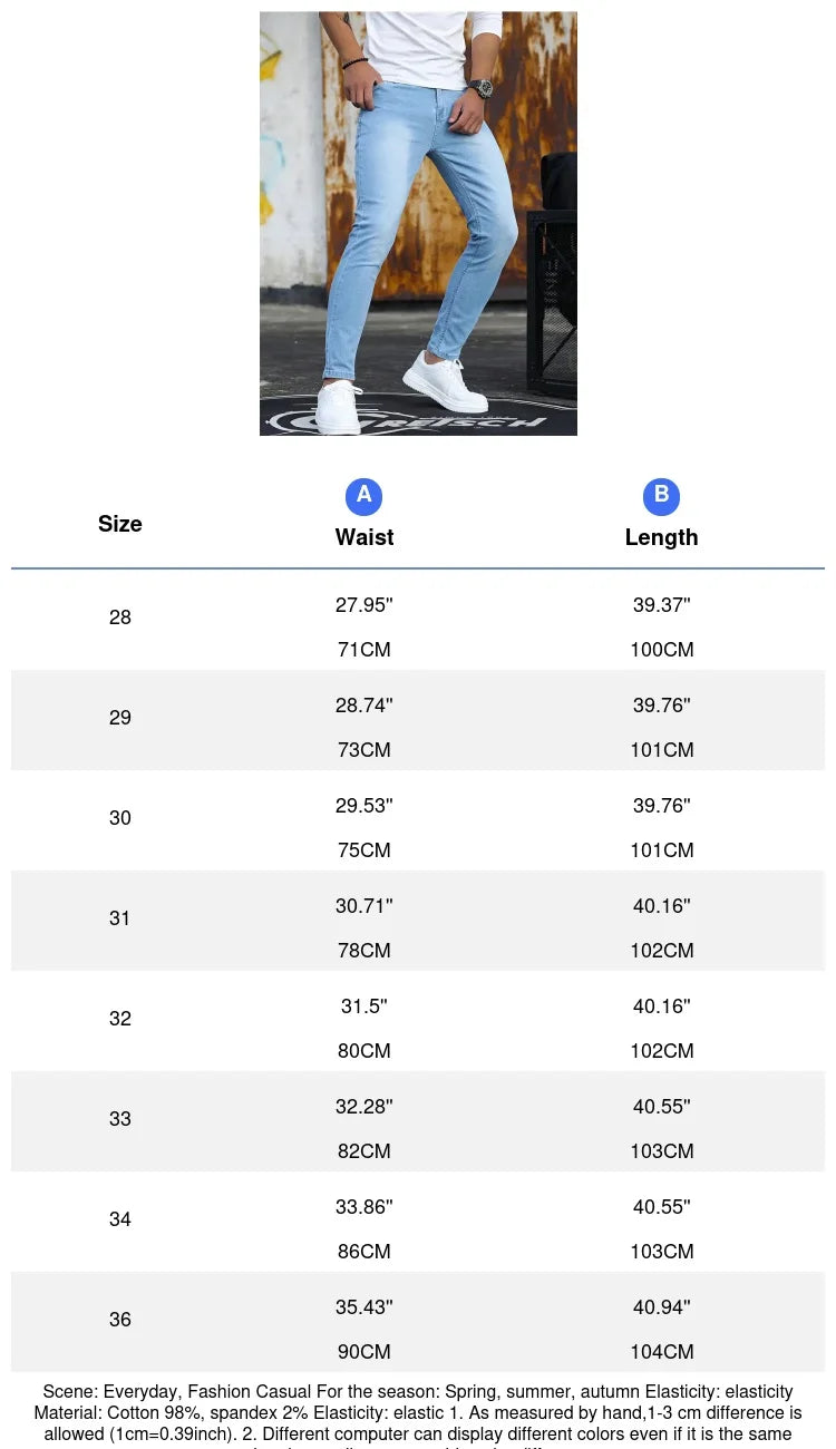 Men's Slim Fit Stretch Denim Jeans - Various Colors