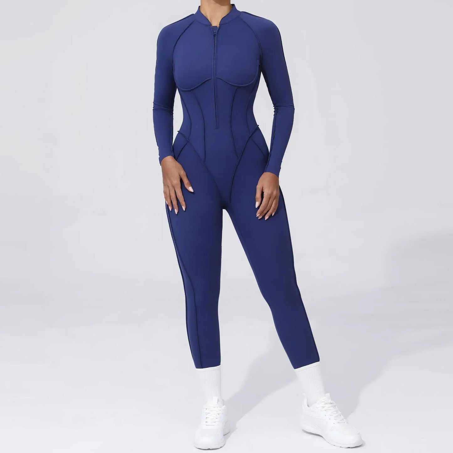 Women's Fitness Jumpsuit with Zipper - Activewear Bodysuit for Workout & Gym
