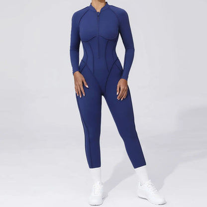 Women's Fitness Jumpsuit with Zipper - Activewear Bodysuit for Workout & Gym