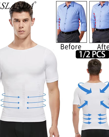 1/2 Piece Men's Body Shaper T-Shirt