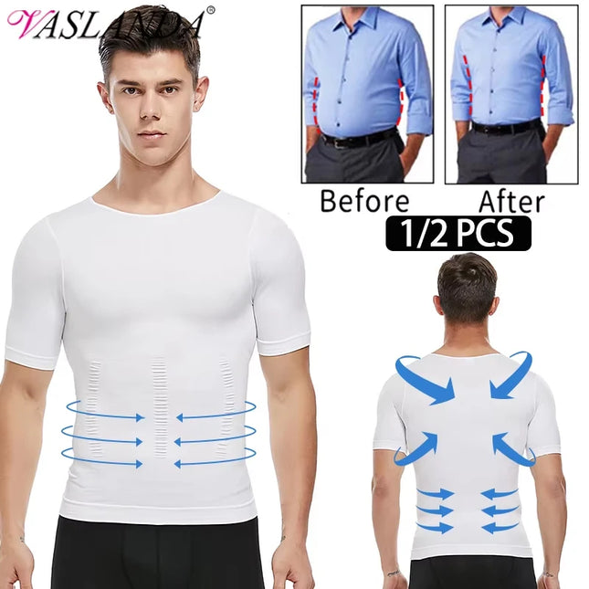 1/2 Piece Men's Body Shaper T-Shirt