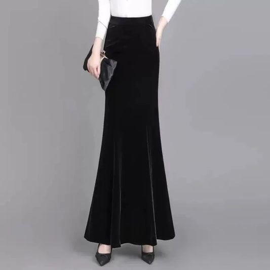 Women's Velvet Fishtail Slim Skirt – Elegant & Stylish Velvet Skirt for Women