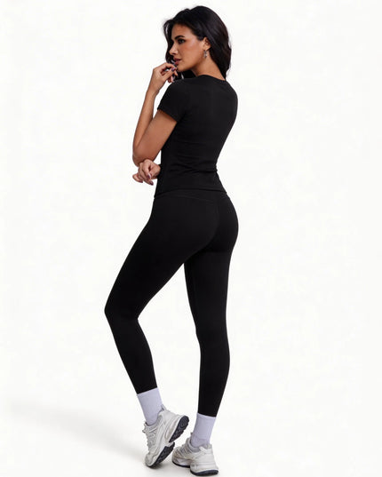 Women's 2-Piece Athletic Set - Ultra-Soft Short Sleeve T-Shirt & High-Waist Leggings