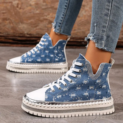 Women's Breathable High-Top Canvas Sneakers