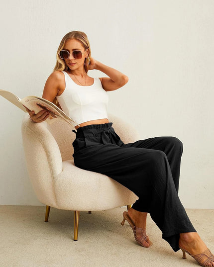Women's Wide Leg Loose Fit Drawstring Casual Pants