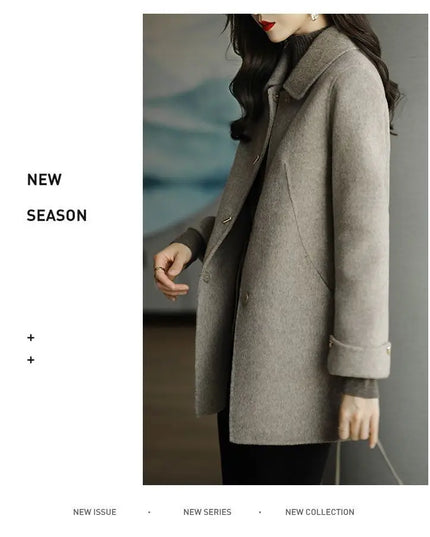 Women's Thickened Mid-Length Woolen Coat - Korean Style Wool Blend Outerwear
