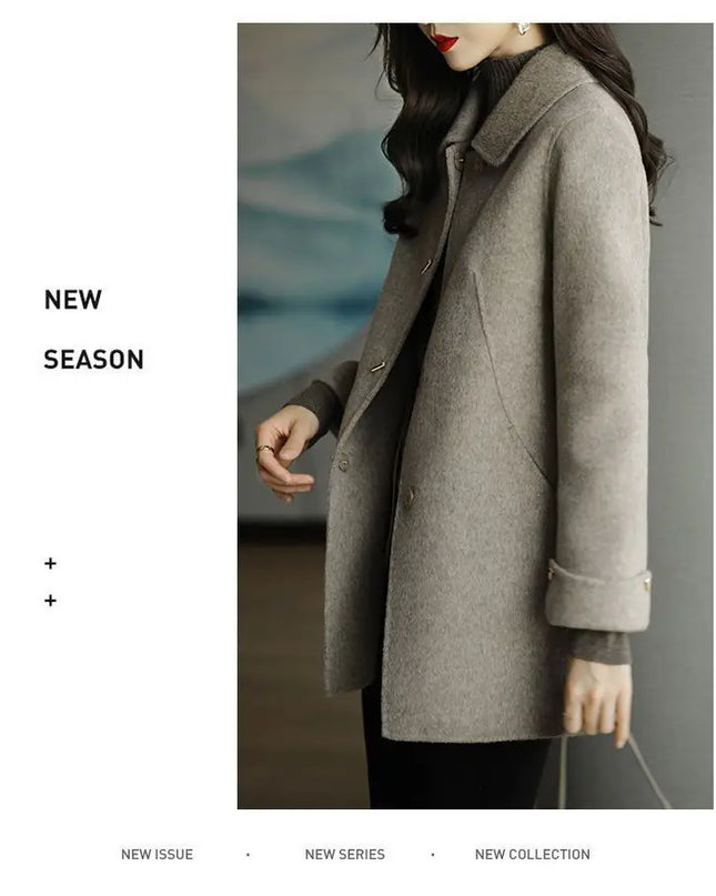Women's Thickened Mid-Length Woolen Coat - Korean Style Wool Blend Outerwear