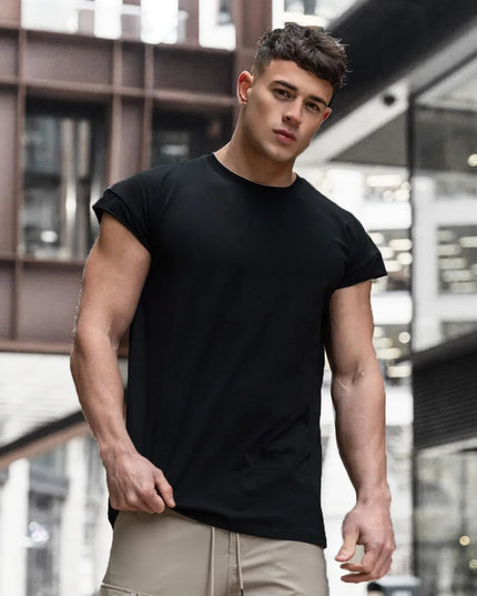 Men's Cap Sleeve Cut-Off Slim Fit T-Shirt