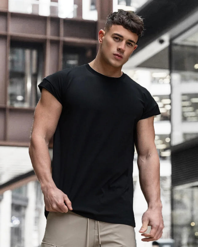 Men's Cap Sleeve Cut-Off Slim Fit T-Shirt