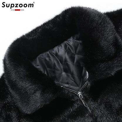 Supzoom Men's Hooded Jacket with Faux Fur and Zipper
