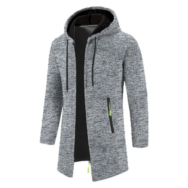 Men's Thick Warm Fleece Zipper Hoodie Casual Long Sleeve Coat