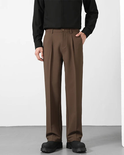Men's Loose Fit Pants - Classic Straight Leg Drape Trousers for Men