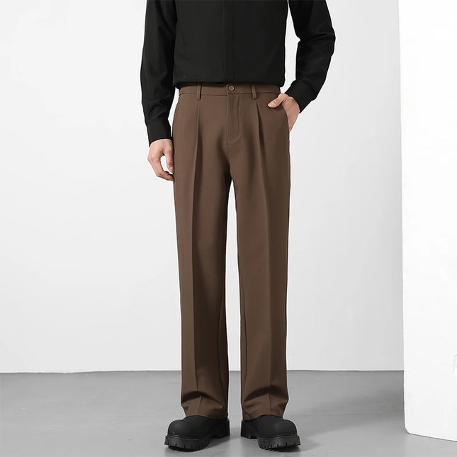 Men's Loose Fit Pants - Classic Straight Leg Drape Trousers for Men