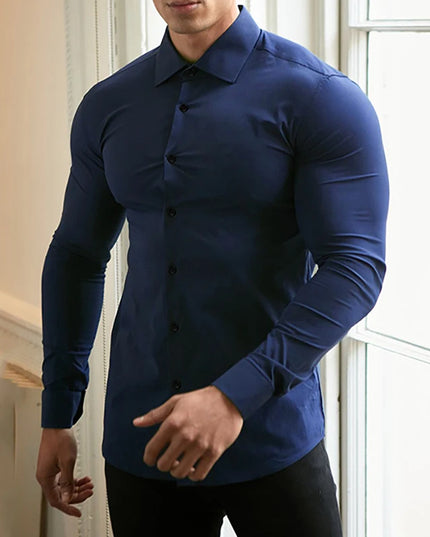 Men's Slim Fit Casual Long Sleeve Shirt - Stylish & Comfortable Men's Dress Shirt
